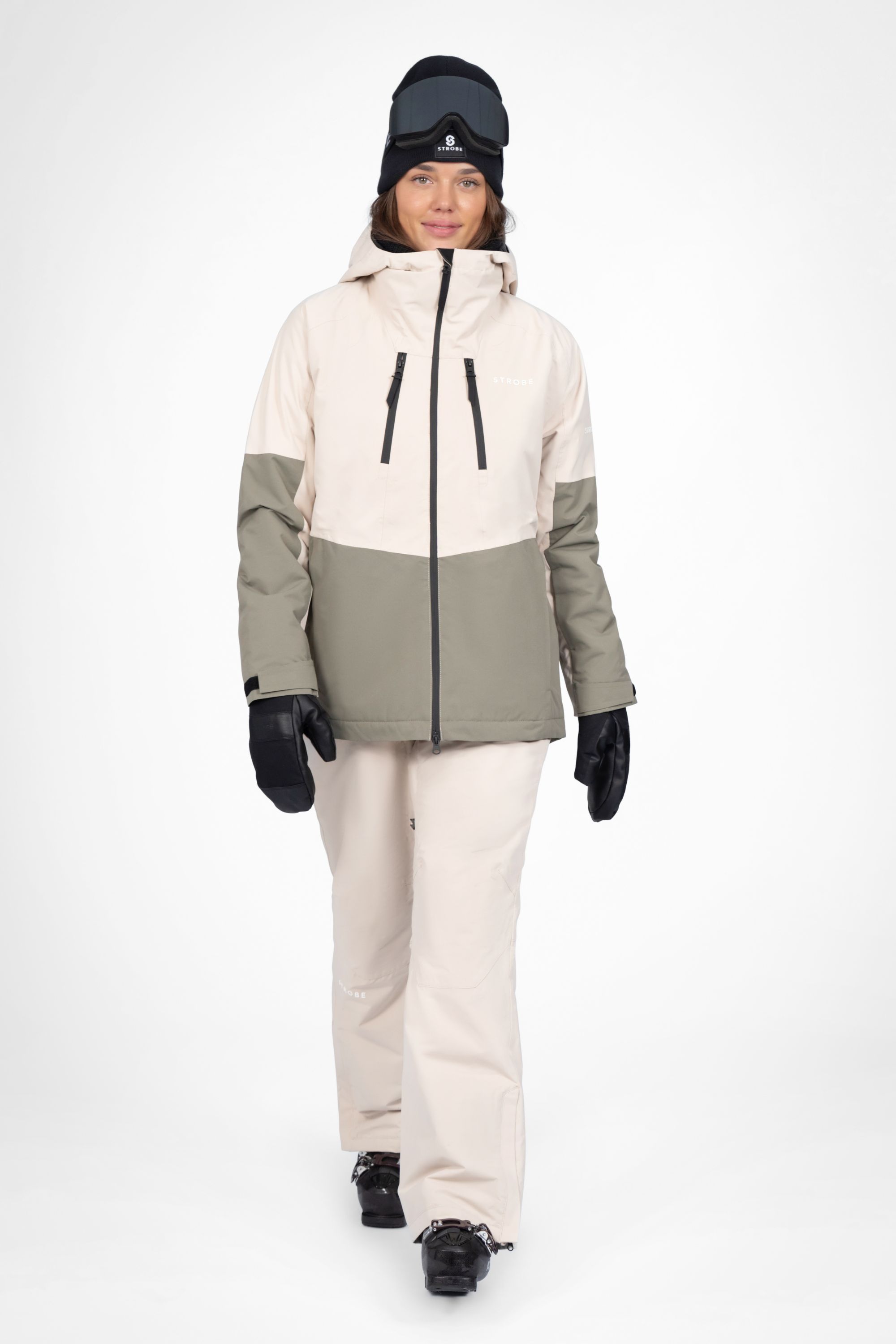 Lynx Skijakke Lt Beige/Smoke Green - Kvinder